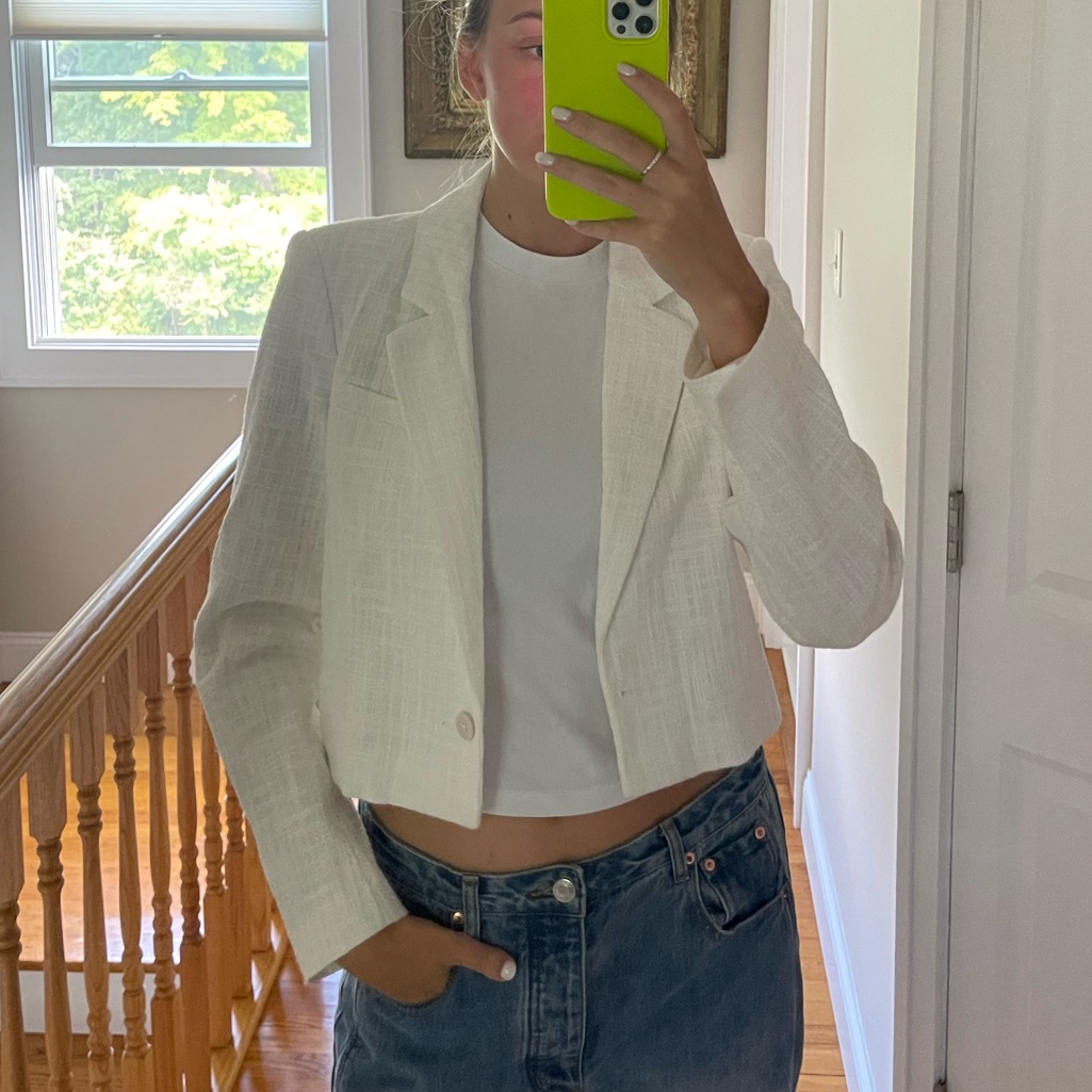 Abercrombie White Cropped Blazer